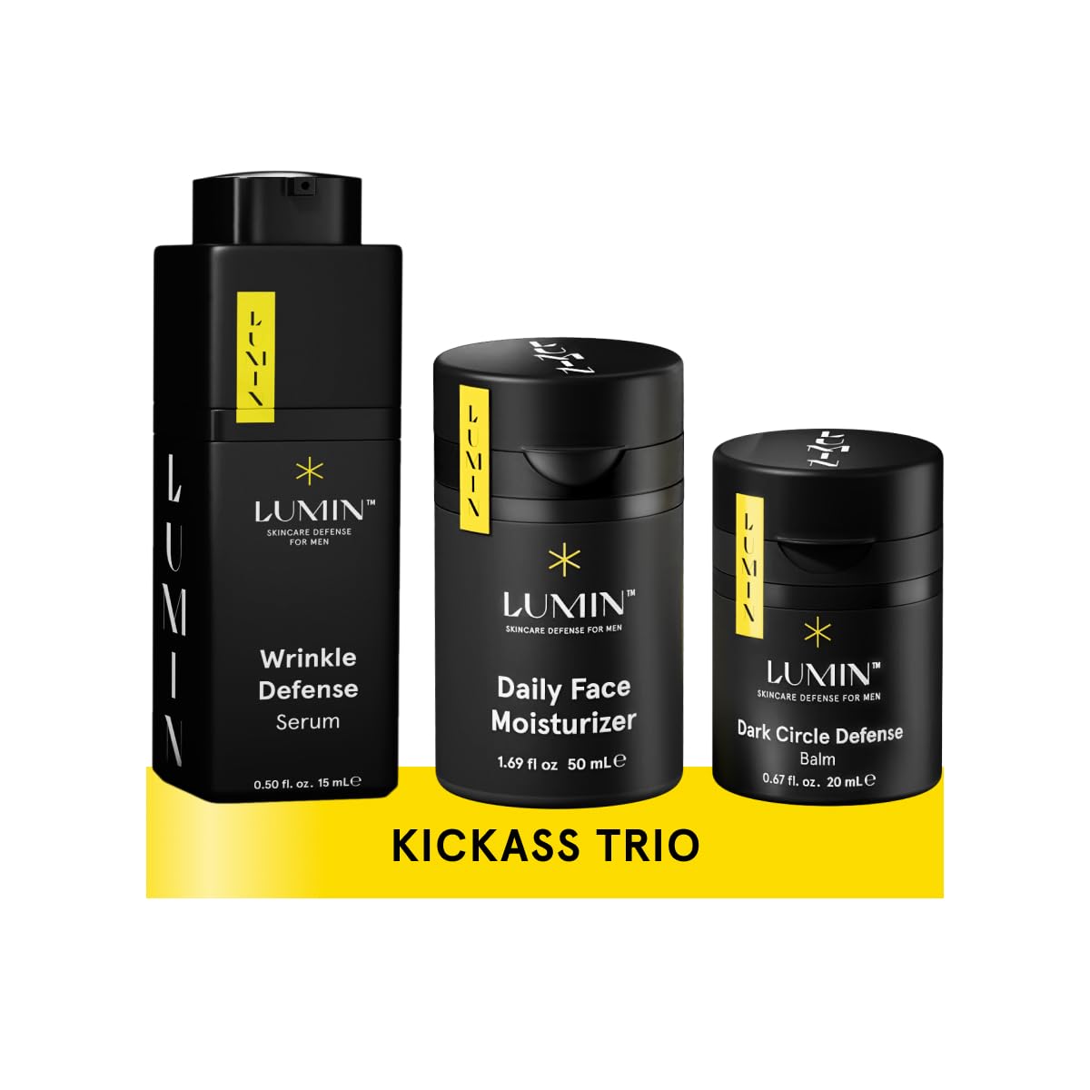 Lumin Skin Care Set Routine for Men - Burnout Buster Trio - Men's Facial Care Kit, Men's Skincare Routine For Dry Skin & Dark Circles, 2 Month Supply