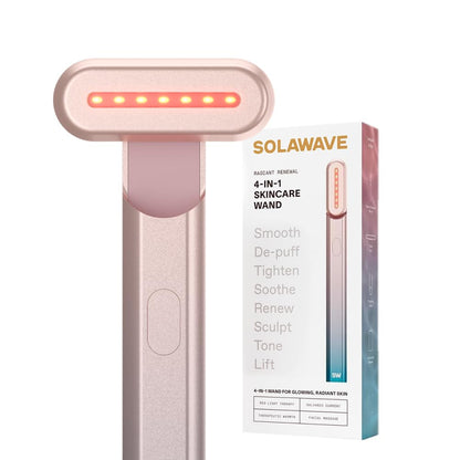 Solawave 4-in-1 Red Light Therapy Wand for Face & Neck | Beauty Device with Galvanic Current, Massager & Warmth | Anti-Aging, Wrinkle Reduction, Skin Tightening, Depuffing & Rejuvenation (Matte Black)