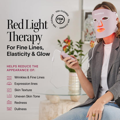 Solawave LED Light Therapy Face Mask | Red, Deep Red, Near Infrared & Amber LED Lights | Hands-Free Skincare Mask for At-Home Use | 3-Minute Sessions | Visibly Reduces Fine Lines & Wrinkles