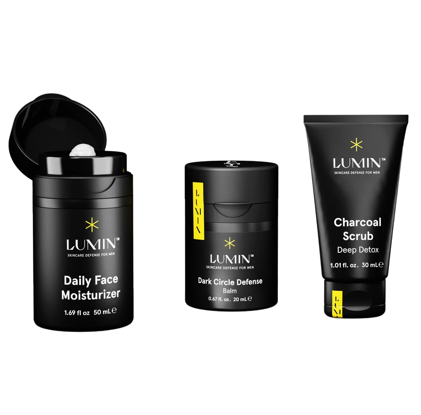 Lumin Skin Care Set Routine for Men - Burnout Buster Trio - Men's Facial Care Kit, Men's Skincare Routine For Dry Skin & Dark Circles, 2 Month Supply
