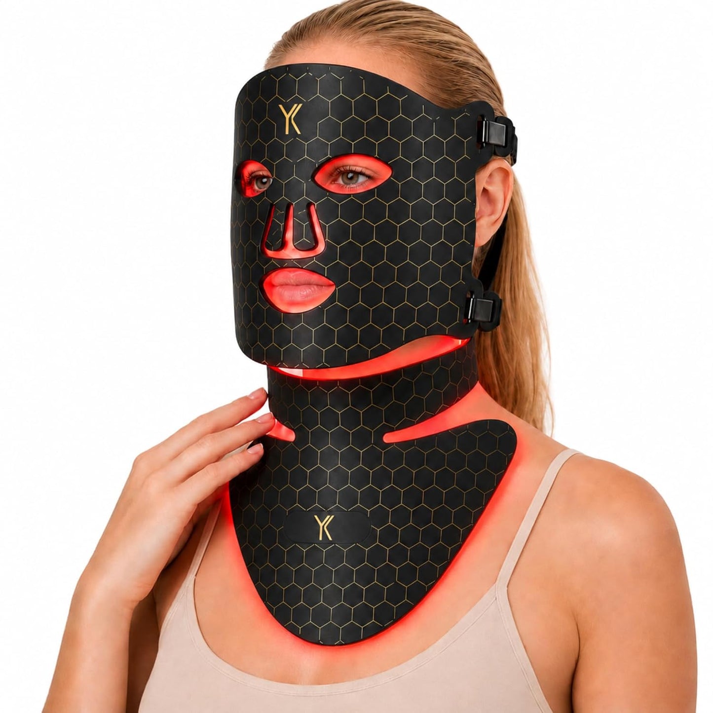 LED Red Light Therapy Mask for Face, Neck and Chest, 7 Light Modes with 850nm NIR Light, 840 Beads, IPX6 Waterproof Rechargeable At-Home Skin Care Device