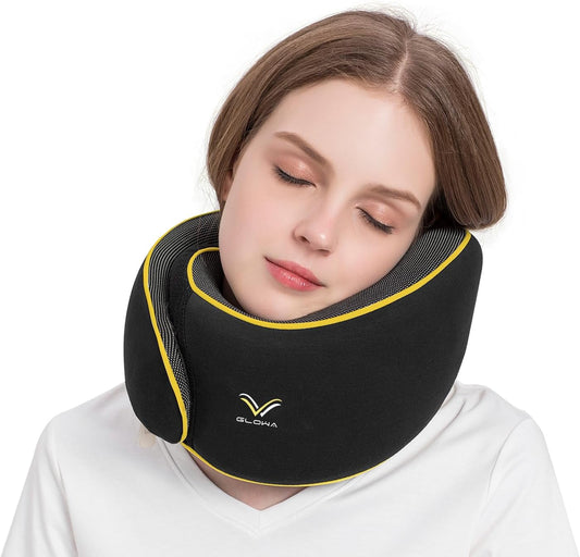 Glowa Travel Pillow, Neck Pillow for Airplane and Car. Upgrade in 2025,Wider Adjustable Range. Enhanced Front Support Effect.Cervical Pillow Function。(Black)…