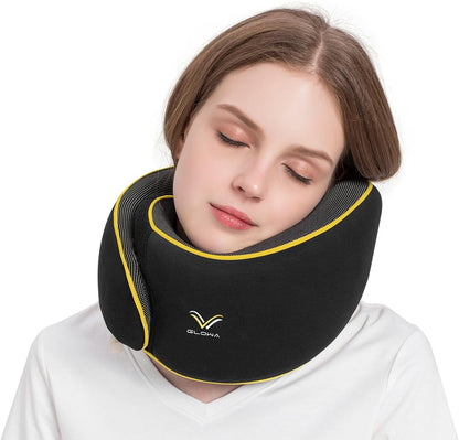Glowa Travel Pillow, Neck Pillow for Airplane and Car. Upgrade in 2025,Wider Adjustable Range. Enhanced Front Support Effect.Cervical Pillow Function。(Black)…