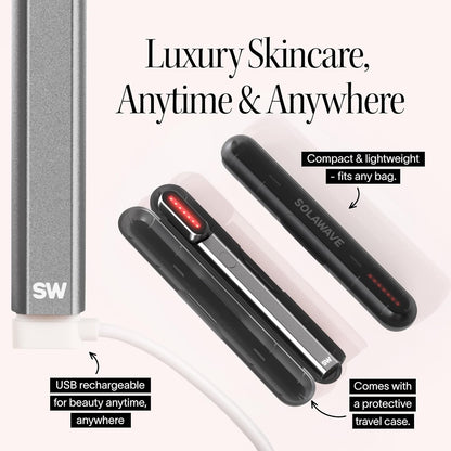 Solawave 4-in-1 Red Light Therapy Wand for Face & Neck | Beauty Device with Galvanic Current, Massager & Warmth | Anti-Aging, Wrinkle Reduction, Skin Tightening, Depuffing & Rejuvenation (Matte Black)