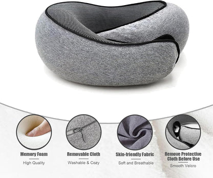 RURING Travel Pillows for Airplanes, Travel Neck Pillow Travel Pillow, Neck Pillow Airplane Memory Foam 360 Degree Support Stowable Pillows for Airplanes Offices and Cars (Dark Gray)