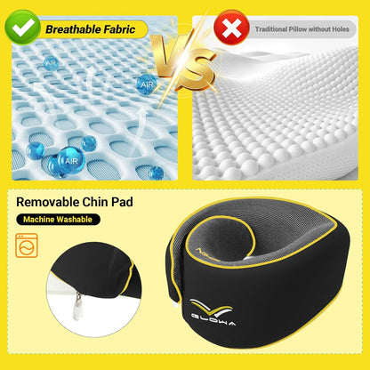Glowa Travel Pillow, Neck Pillow for Airplane and Car. Upgrade in 2025,Wider Adjustable Range. Enhanced Front Support Effect.Cervical Pillow Function。(Black)…