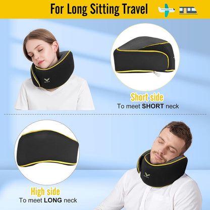 Glowa Travel Pillow, Neck Pillow for Airplane and Car. Upgrade in 2025,Wider Adjustable Range. Enhanced Front Support Effect.Cervical Pillow Function。(Black)…