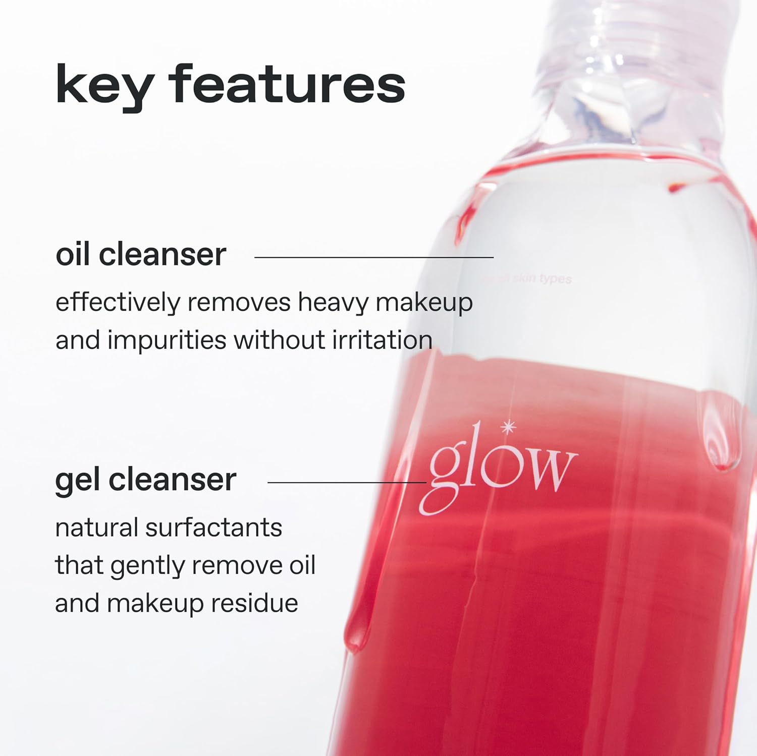 glow guava facial cleanser | oil‑gel hybrid all‑in‑one cleanser | hypoallergenic | deep cleanse with guava extract & botanical oils | lightweight micellar texture for smooth skin | 6.4 fl oz