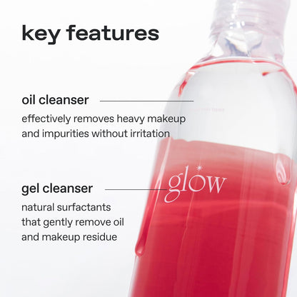 glow guava facial cleanser | oil‑gel hybrid all‑in‑one cleanser | hypoallergenic | deep cleanse with guava extract & botanical oils | lightweight micellar texture for smooth skin | 6.4 fl oz