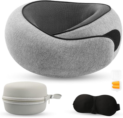 Neck Pillow Airplane, Travel Pillows for Airplanes, Memory Foam Adjustable Portable Neck Pillow for Traveling, Car Rides, and Home Use (Gray)